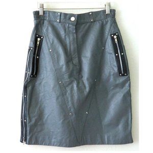 VTG Harley Davidson Grey Leather Moto Skirt
